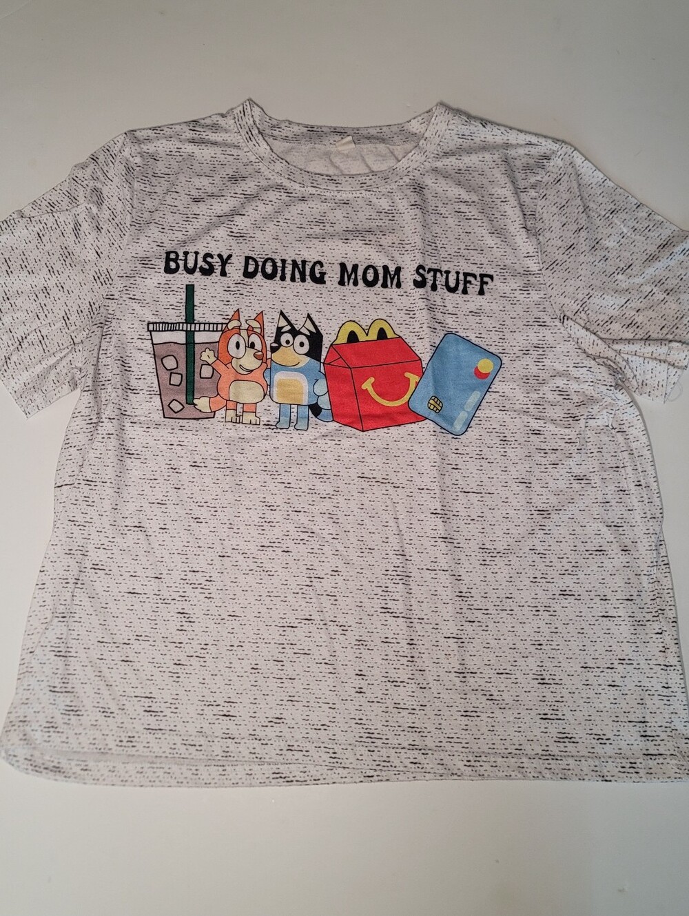Womens 'Busy Doing Mom Stuff' Graphic Tee - White/Gray 2xl